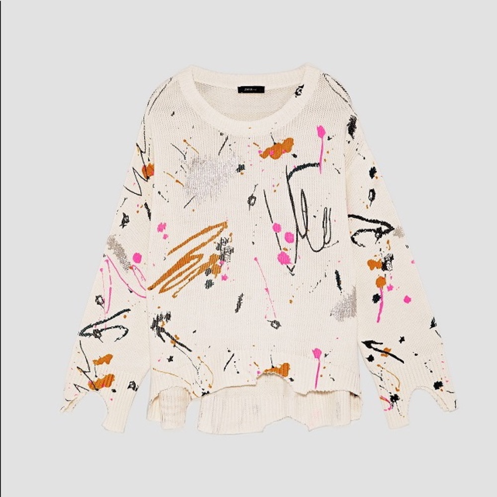 Zara paint splatter cotton sweater -small